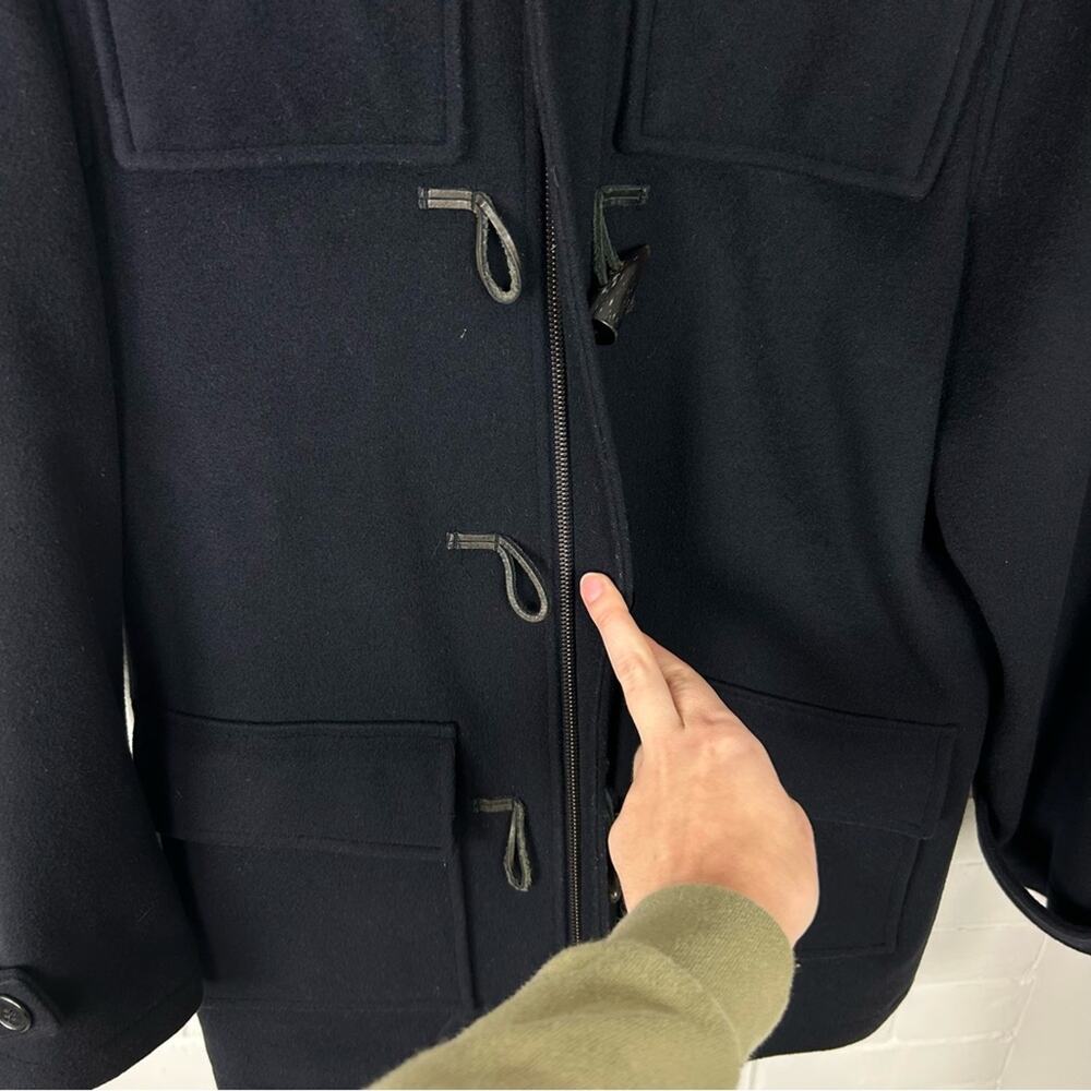 Lands’ End Navy 100% Wool Toggle Coat Size M 10-12 - Picture 5 of 16